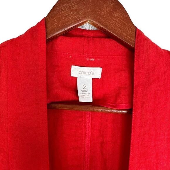 Chico’s Red Jamie Ponte Flyaway Cardigan Jacket Womens Large Modern Casual - Picture 4 of 8